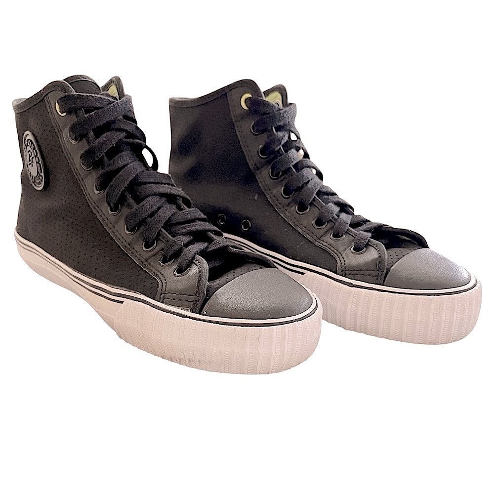 P.F. FLYERS - BLACK WHITE LIME GREEN “CENTER HI 1993” SNEAKERS - Picture 5 of 9